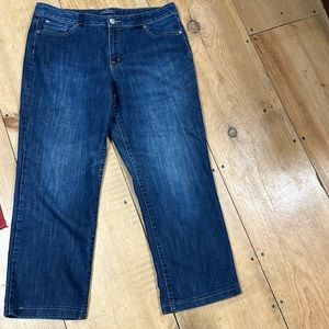 Bandolino denim blue jeans, wide straight leg, 14